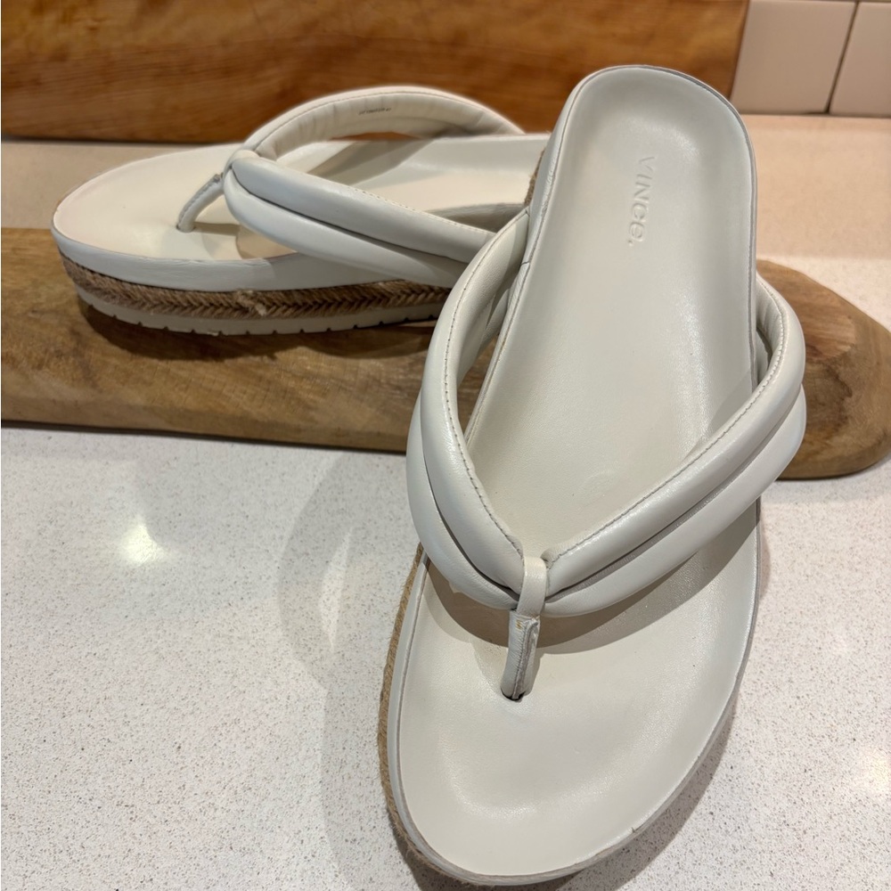 Vince. Forest Faux Espadrille Platform Women's White Sandals - SZ 10 EU 40 - Picture 6 of 12